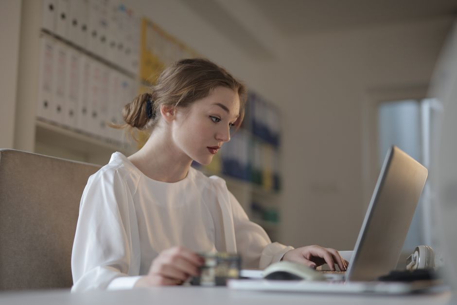 Bookkeeper working on a laptop