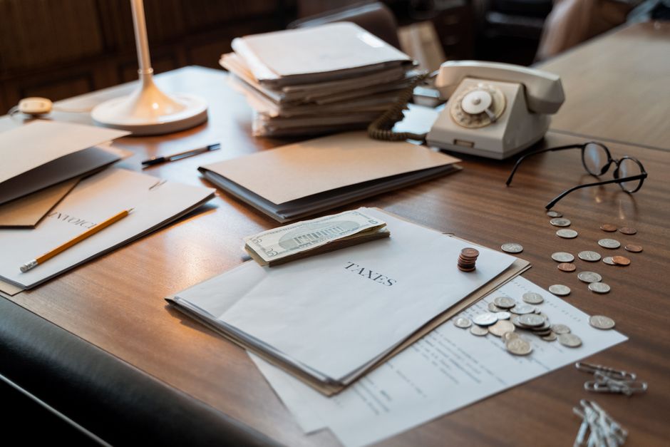 Tax documents on a desk